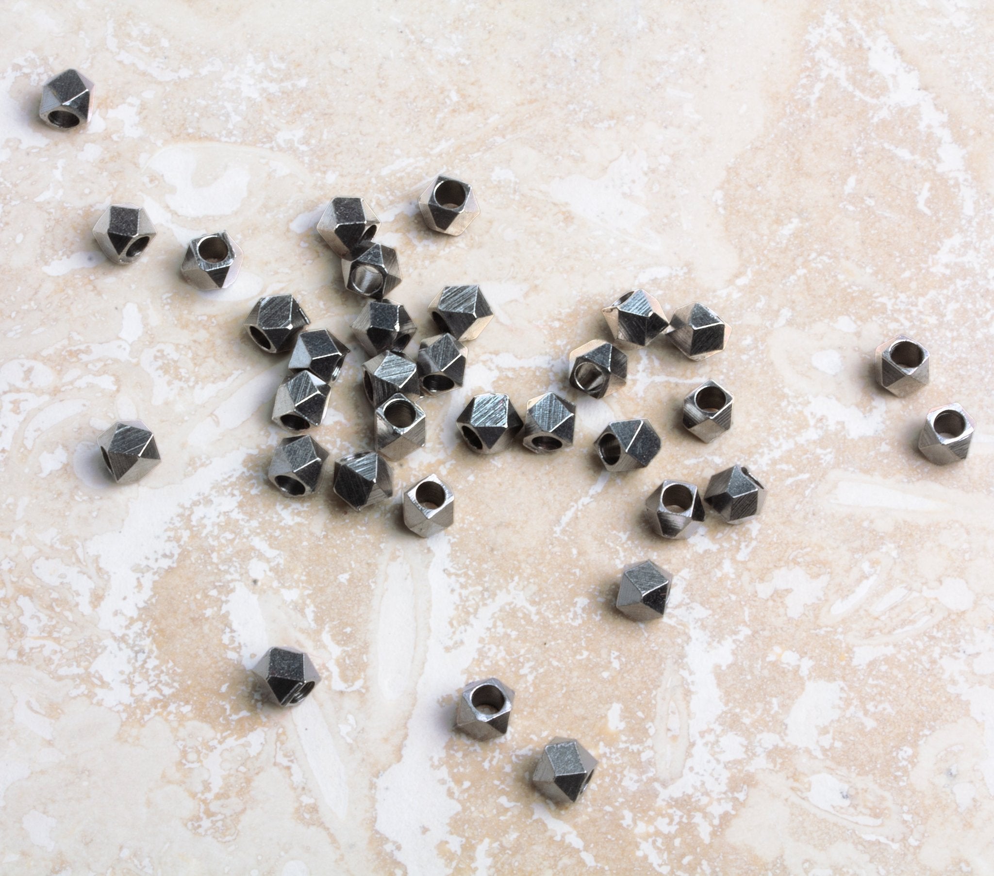 4mm Shiny Faceted Nugget Beads - 8" Strand, 47 Pieces - AtlantaFindingsCompany