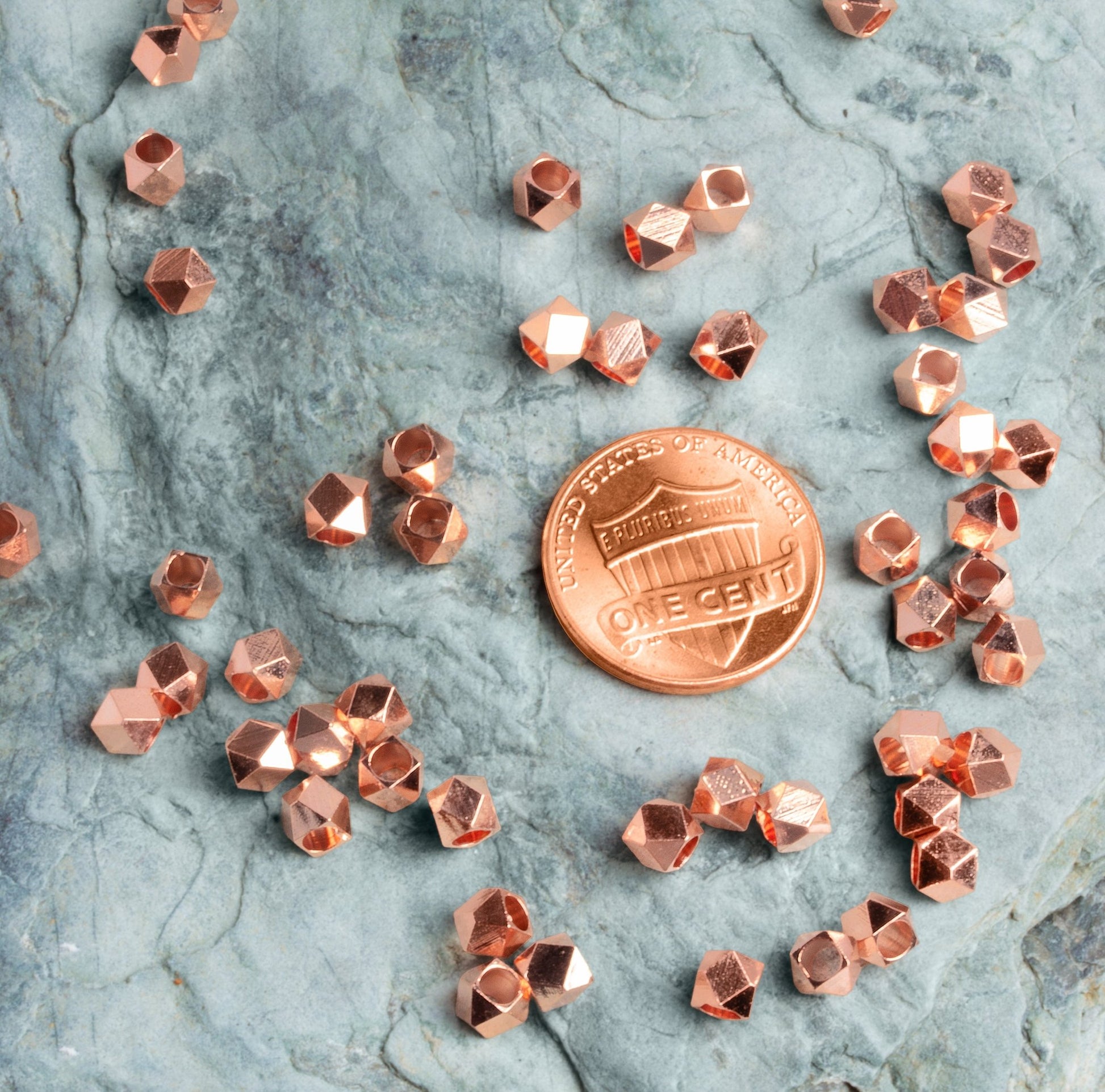 4mm Shiny Faceted Nugget Beads - 8" Strand, 47 Pieces - AtlantaFindingsCompany