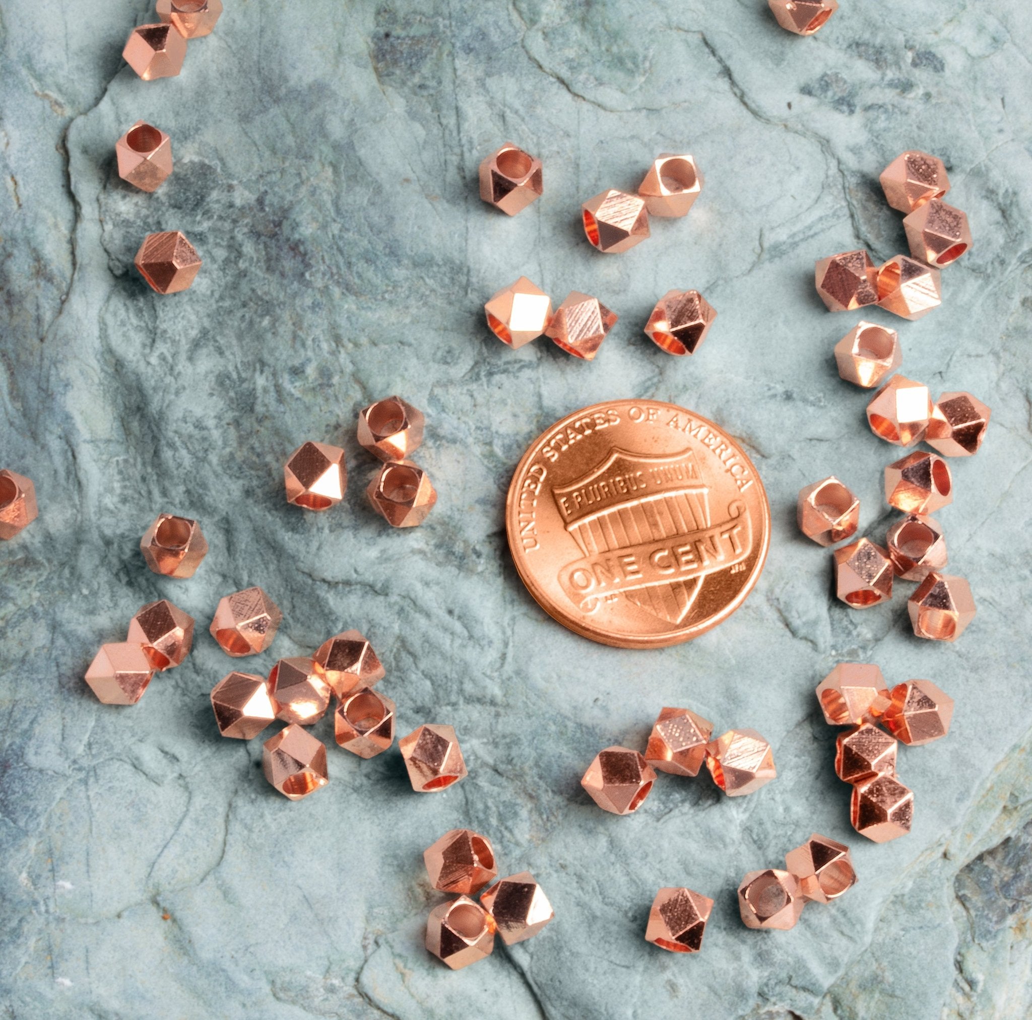 4mm Shiny Faceted Nugget Beads - 8" Strand, 47 Pieces - AtlantaFindingsCompany