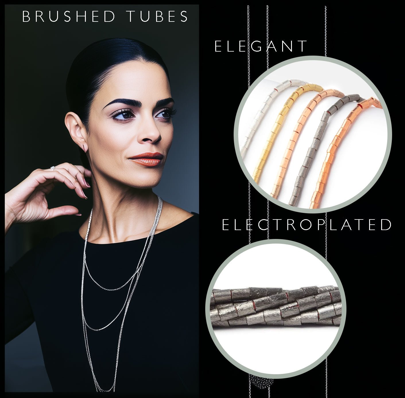 4x3mm Brushed Metal Tube Beads - 8" Strand (Approx. 48 pcs) - AtlantaFindingsCompany