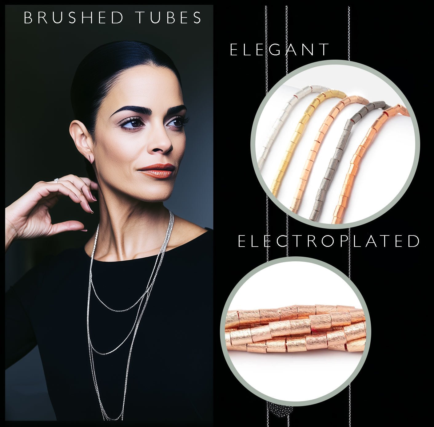 4x3mm Brushed Metal Tube Beads - 8" Strand (Approx. 48 pcs) - AtlantaFindingsCompany