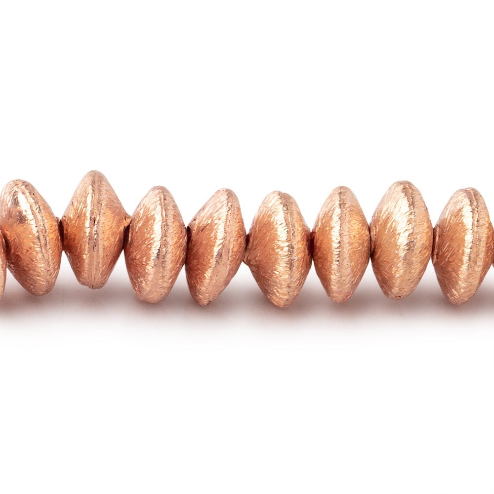 6mm Rose Gold plated Copper Brushed Disc Beads 8 inch 66 pieces - AtlantaFindingsCompany