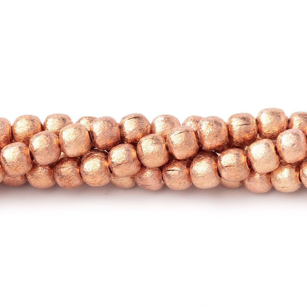 4mm Brushed Round Beads - Elegant Plated Copper Strands - AtlantaFindingsCompany