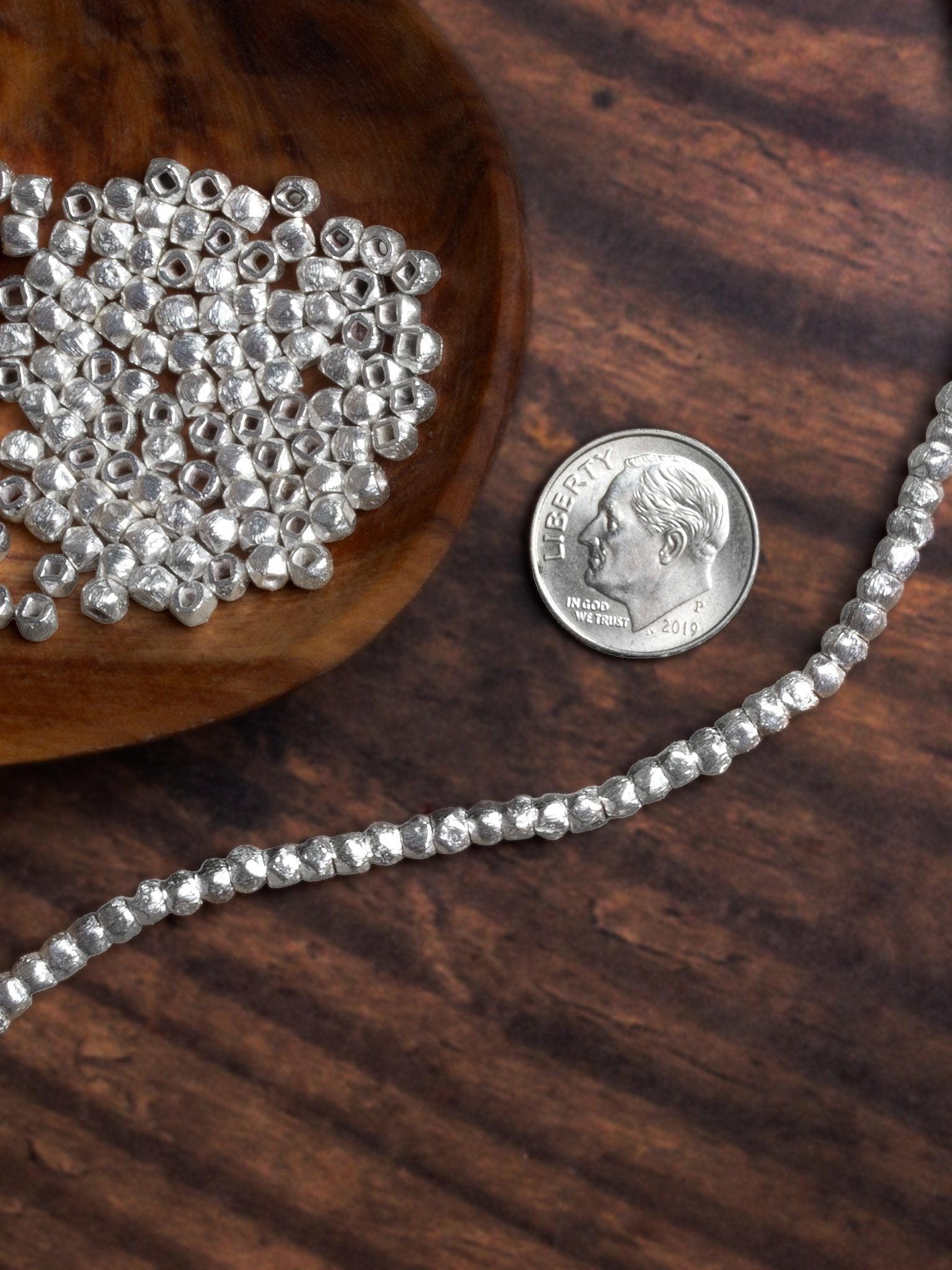 3mm Brushed Hand Cut Faceted Nugget Beads - Unique Loose Gemstone Strands - AtlantaFindingsCompany