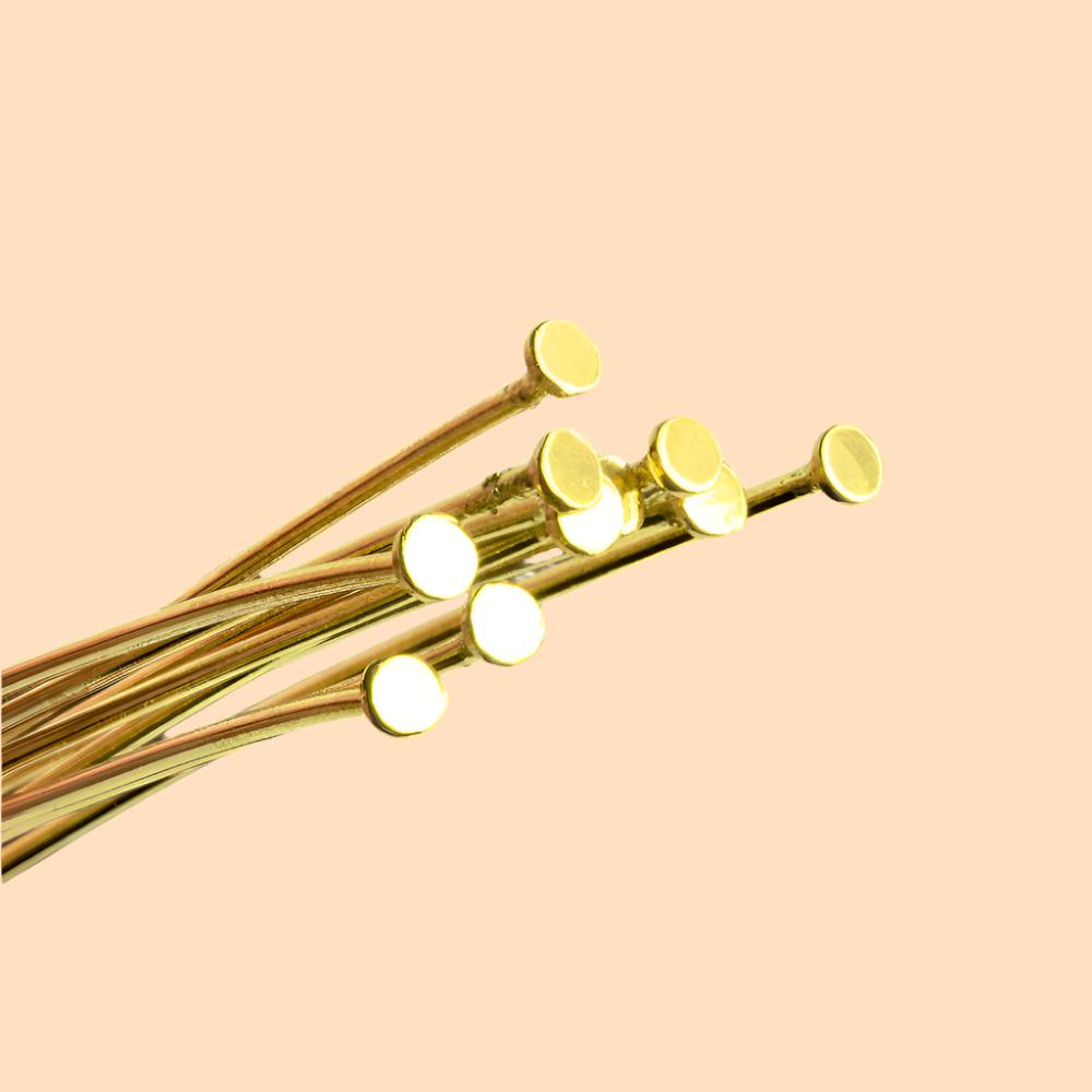 2" Vermeil Disc Headpin - 22 Gauge Wire, 10 pcs/bag - AtlantaFindingsCompany