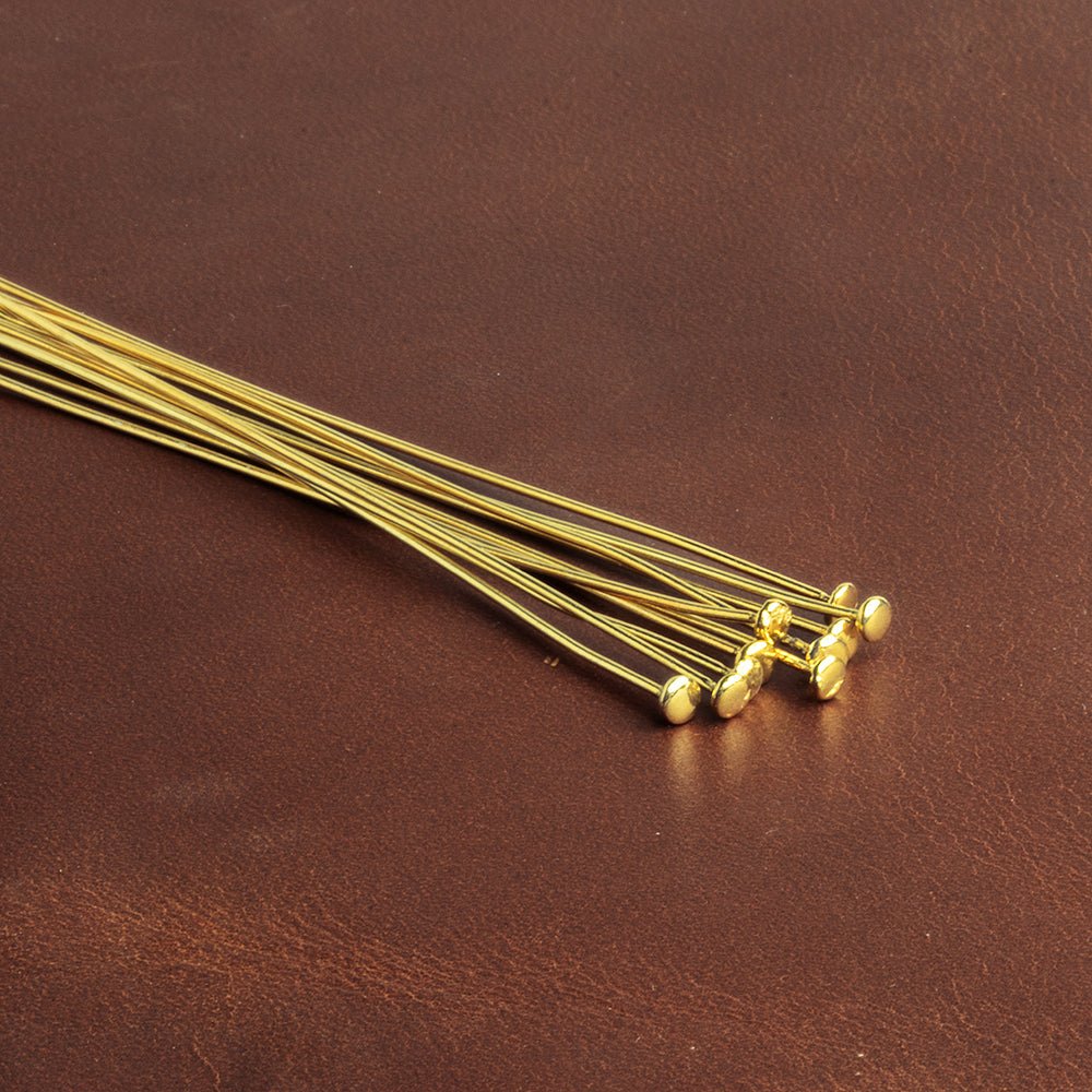 3" Vermeil Disc Headpins - 22 Gauge Wire, 10 Pcs/Bag - AtlantaFindingsCompany