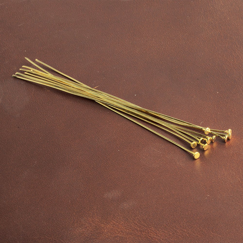 3" Vermeil Disc Headpin - 24 Gauge Wire, 10 Pack - AtlantaFindingsCompany