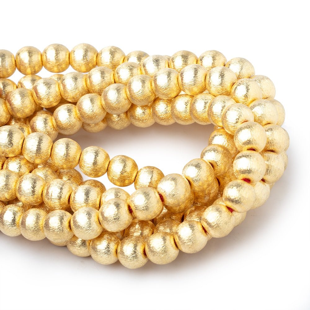 22kt Gold Plated Brushed Copper Round Beads - 8mm - AtlantaFindingsCompany