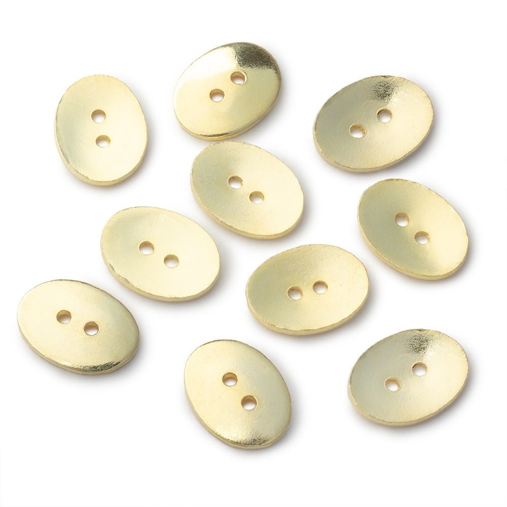 16x12mm Oval Buttons with a Polished Finish - Set of 10 - Atlanta Findings