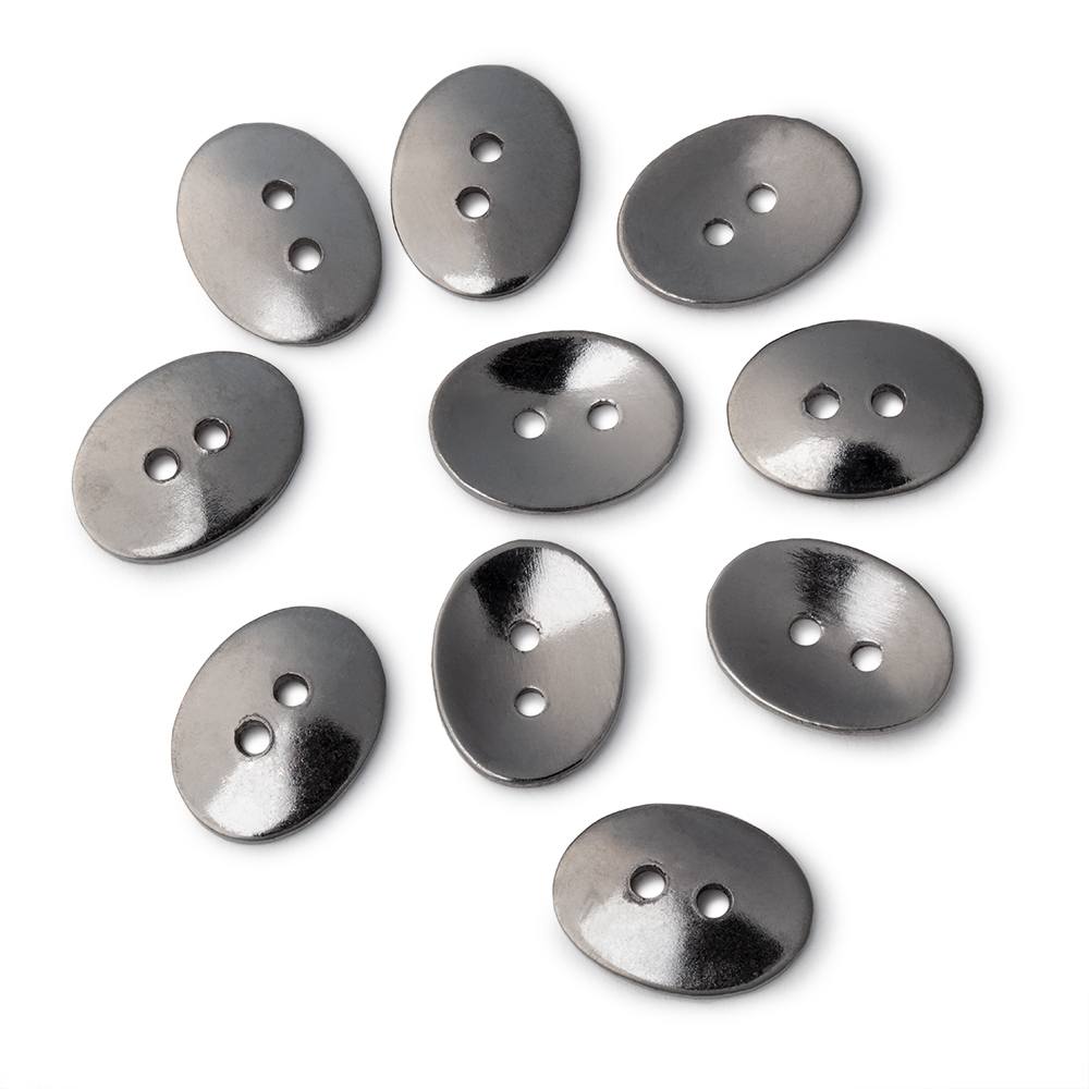 16x12mm Oval Buttons with a Polished Finish - Set of 10 - Atlanta Findings