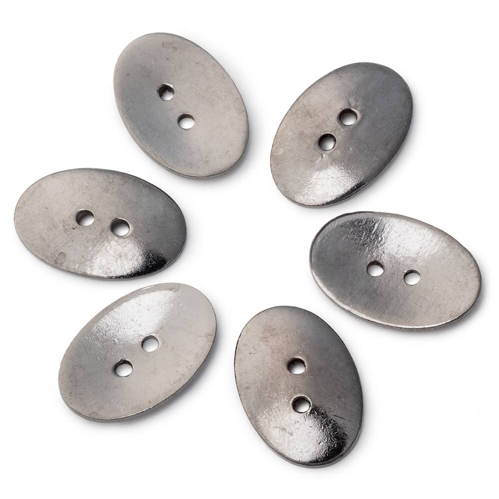 20x14mm Oval Buttons with a Polished Finish - Set of 6 - Atlanta Findings