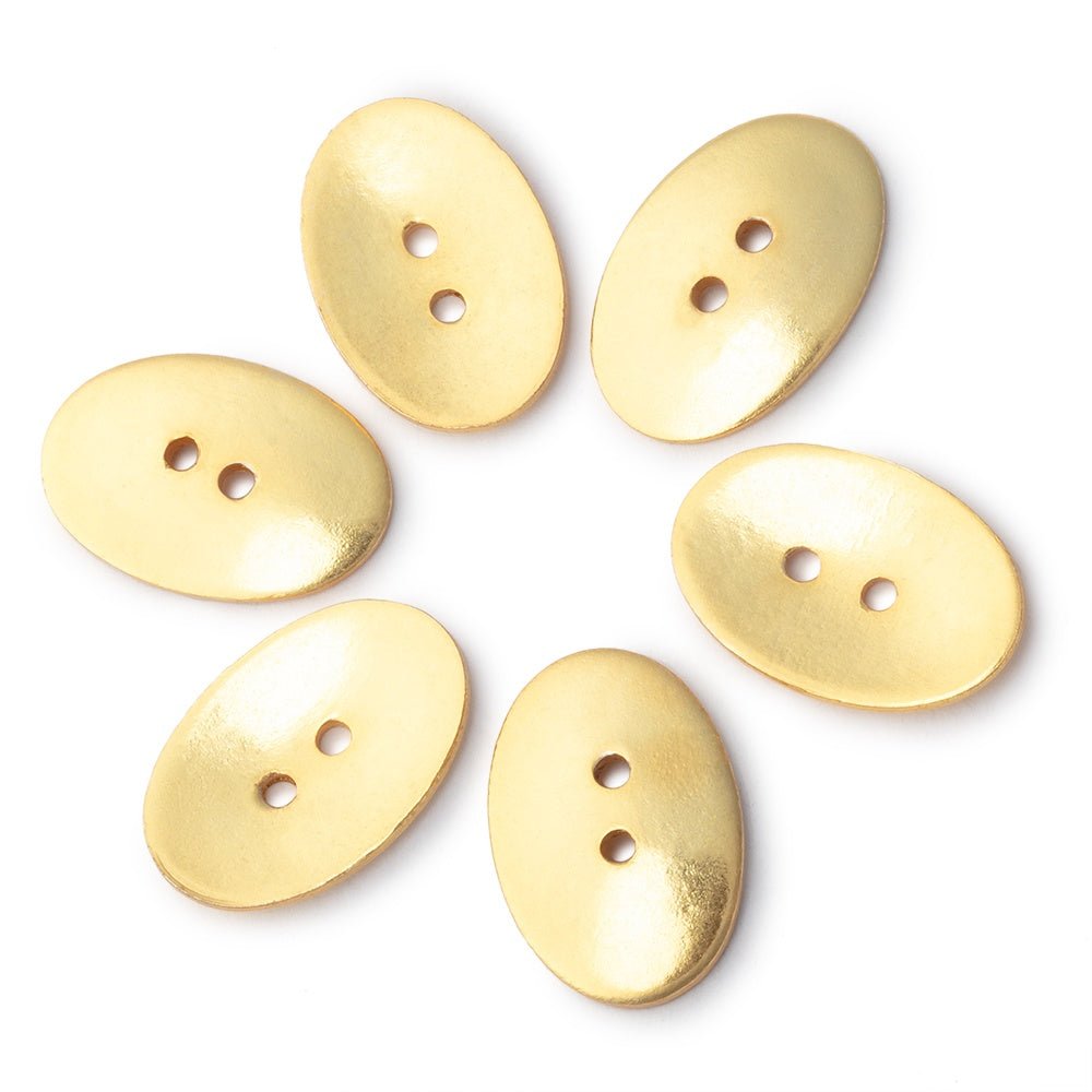20x14mm Oval Buttons with a Polished Finish - Set of 6 - Atlanta Findings