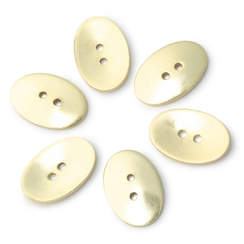 20x14mm Oval Buttons with a Polished Finish - Set of 6 - Atlanta Findings
