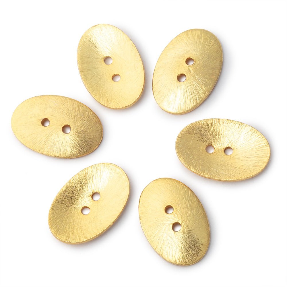 20x14mm Oval Buttons with a Brushed Finish - Set of 6 - Atlanta Findings