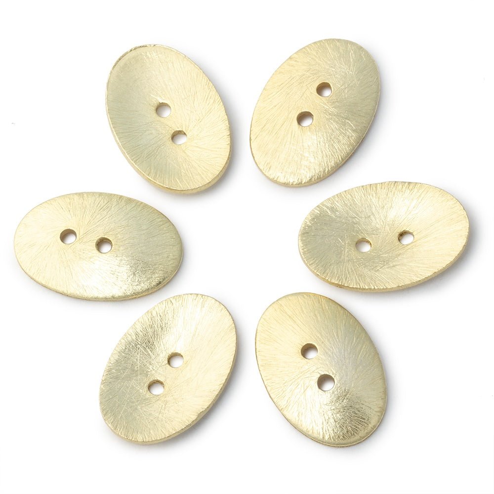 20x14mm Oval Buttons with a Brushed Finish - Set of 6 - Atlanta Findings