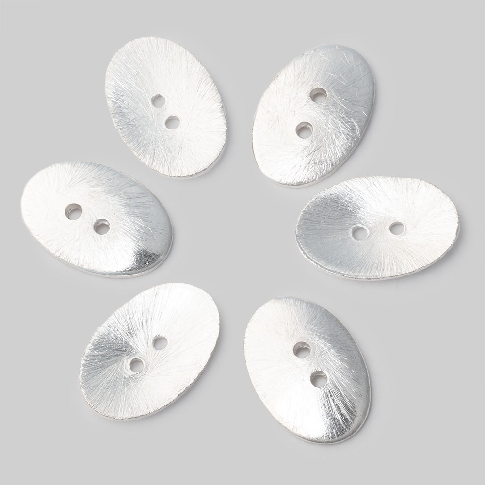 20x14mm Oval Buttons with a Brushed Finish - Set of 6 - Atlanta Findings