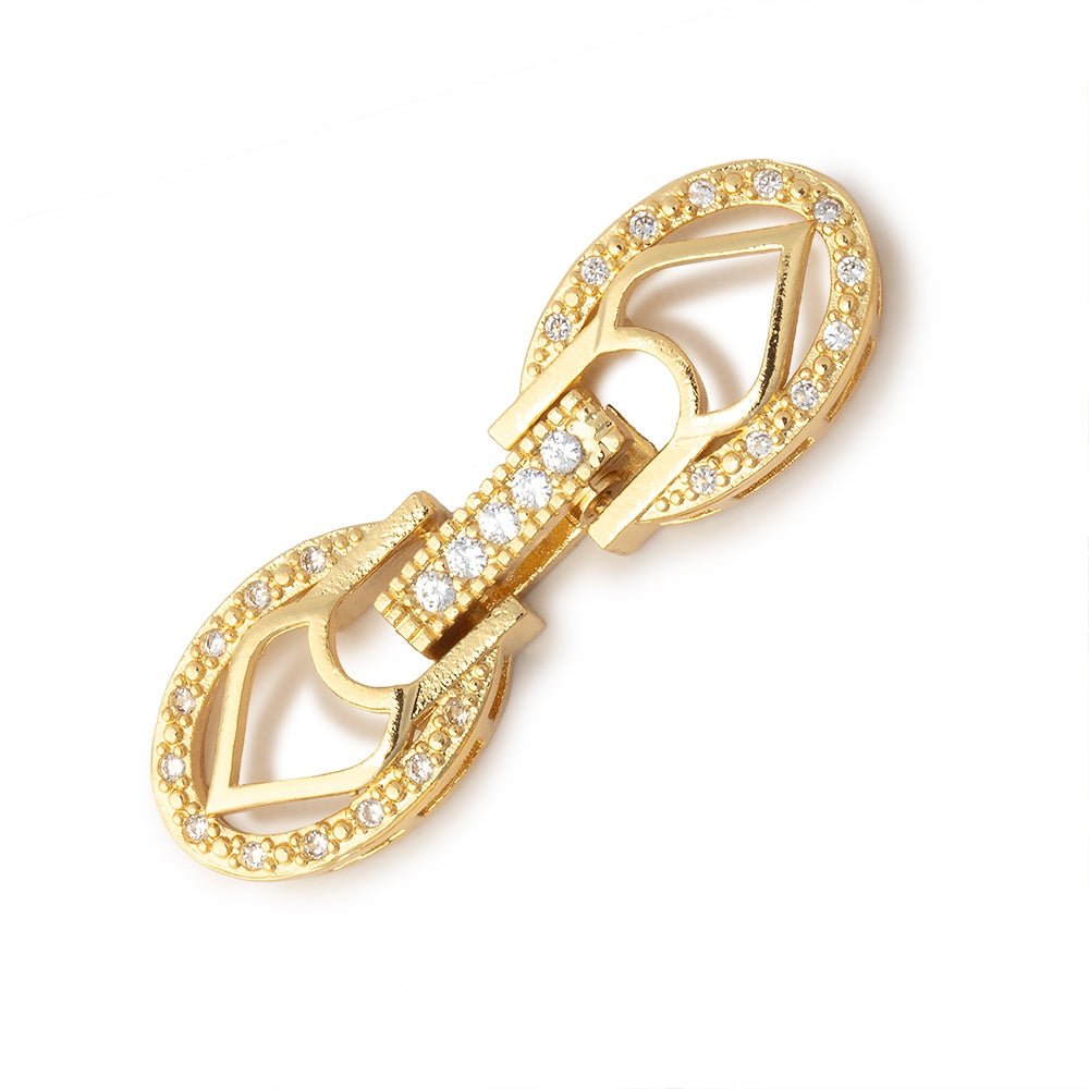 32x9.5mm Gold Plated CZ Fold Over Clasp 1 Piece - Atlanta Findings