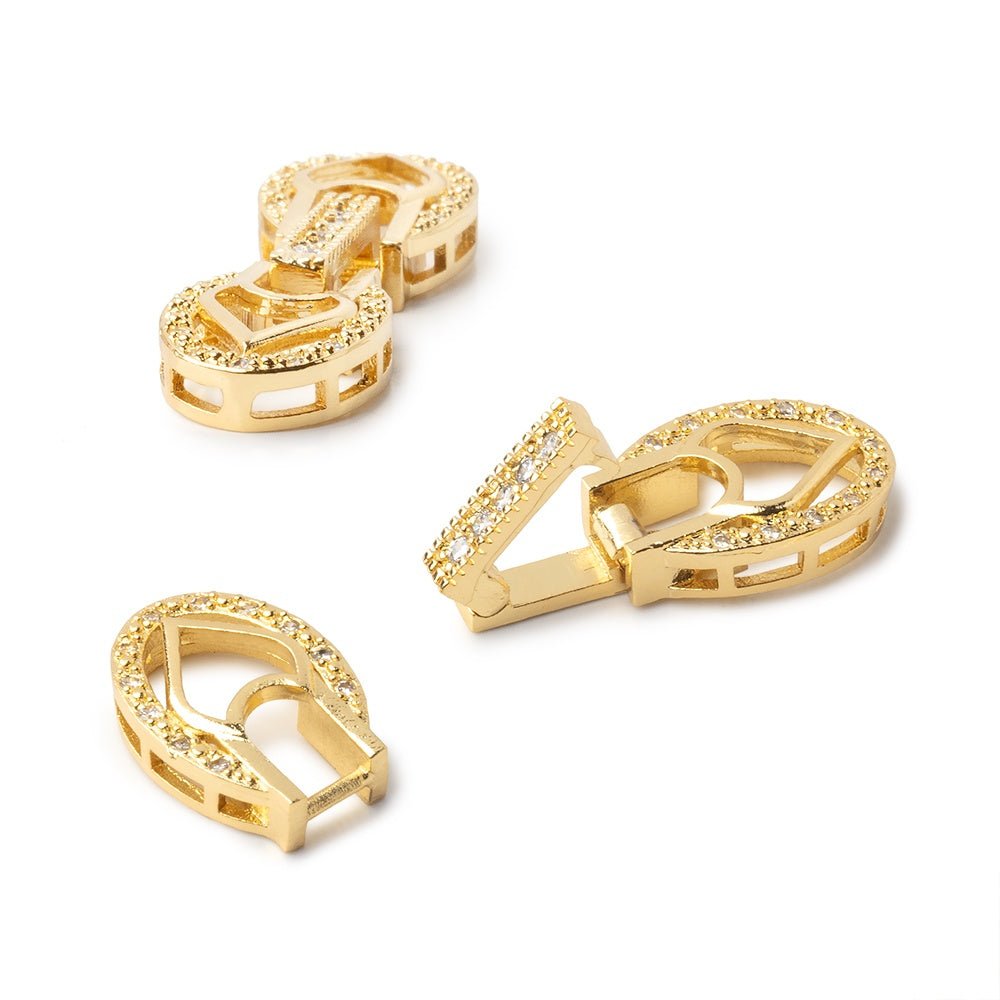32x9.5mm Gold Plated CZ Fold Over Clasp 1 Piece - Atlanta Findings