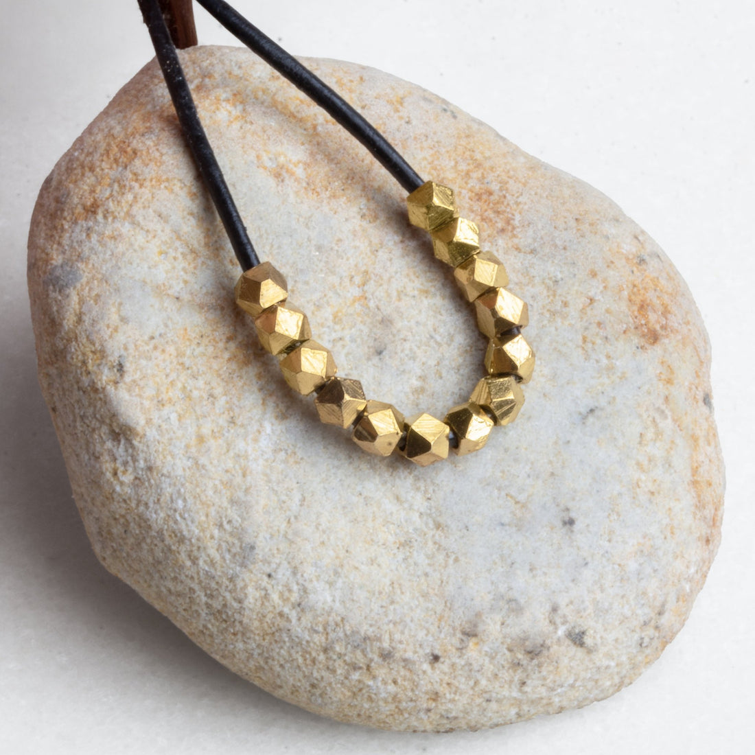 8" Strand of Shiny Brass Faceted Nugget Beads - AtlantaFindingsCompany