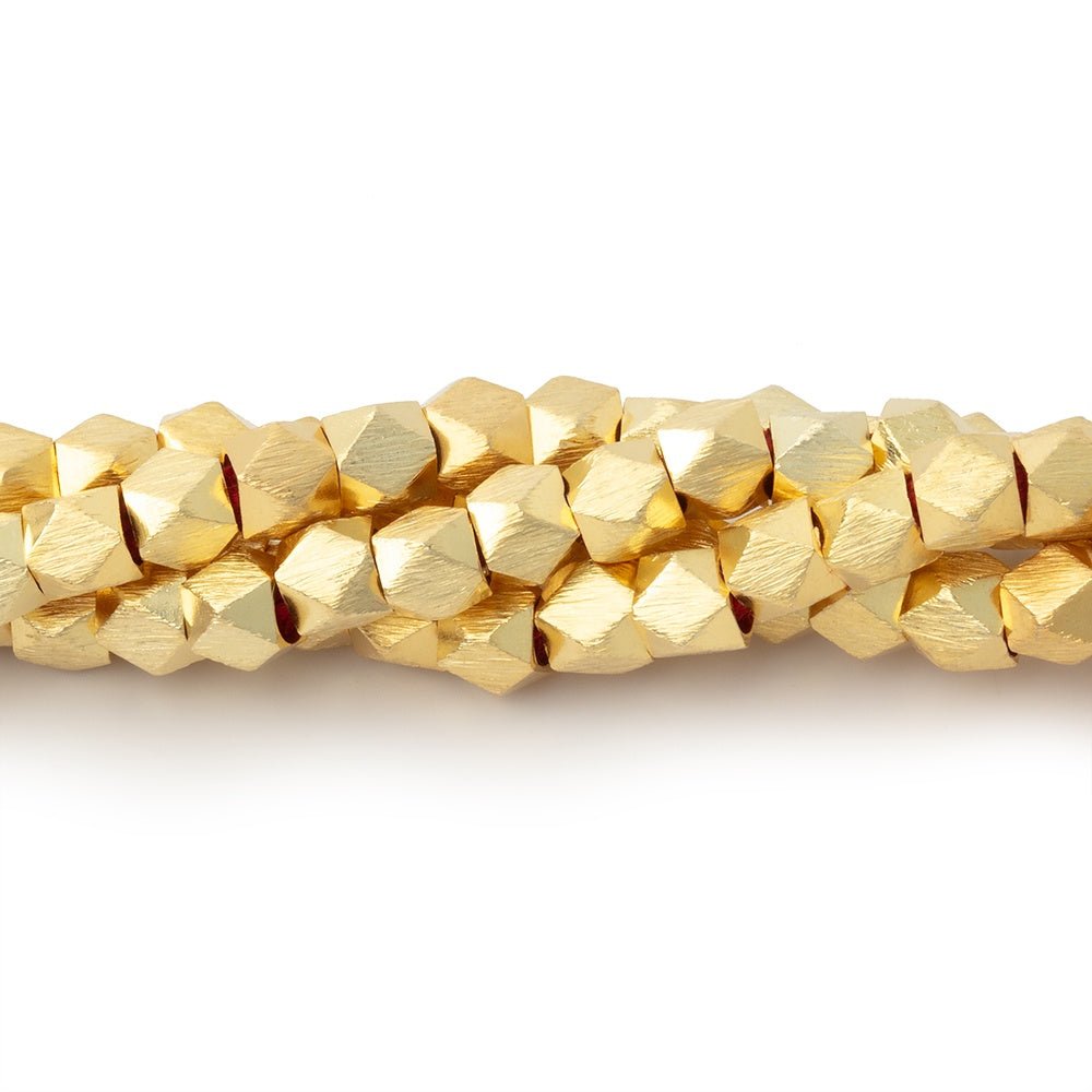 4mm Brushed Faceted Nugget Beads Strand - 8 Inch, Approx. 45 Pieces - AtlantaFindingsCompany