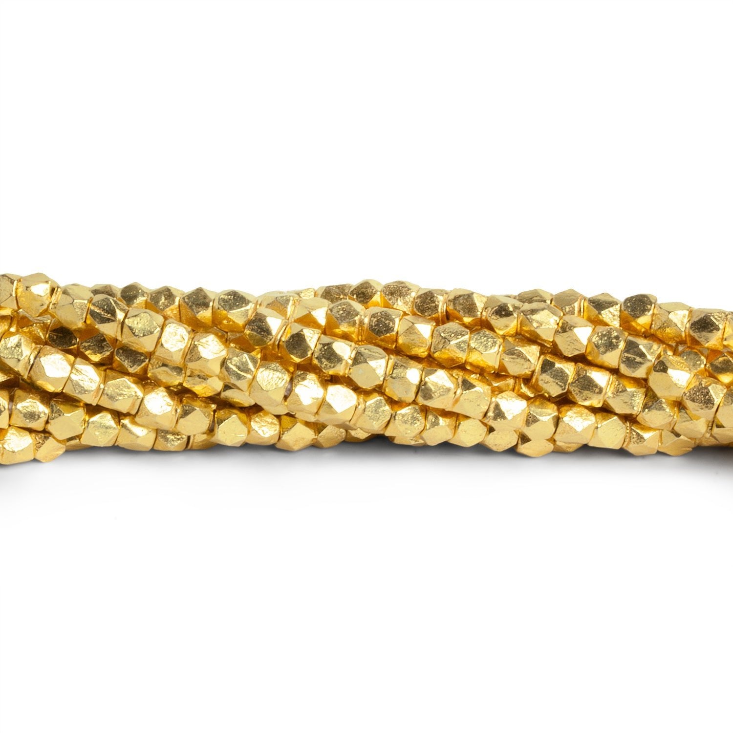 3mm Vermeil Faceted Nugget Beads - 4 Inch Strand (Approx. 34 pcs) - AtlantaFindingsCompany