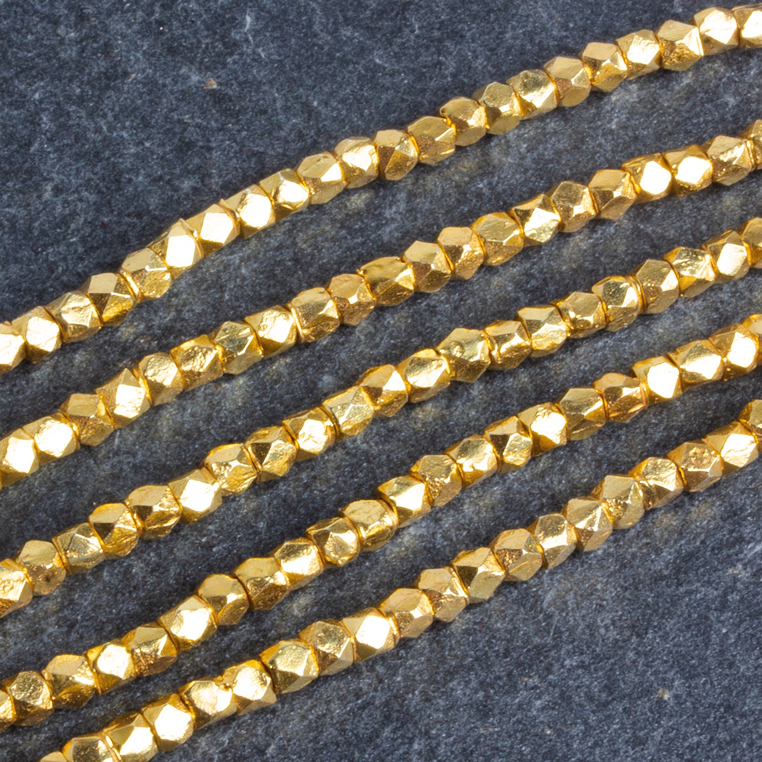 3mm Vermeil Faceted Nugget Beads - 4 Inch Strand (Approx. 34 pcs) - AtlantaFindingsCompany