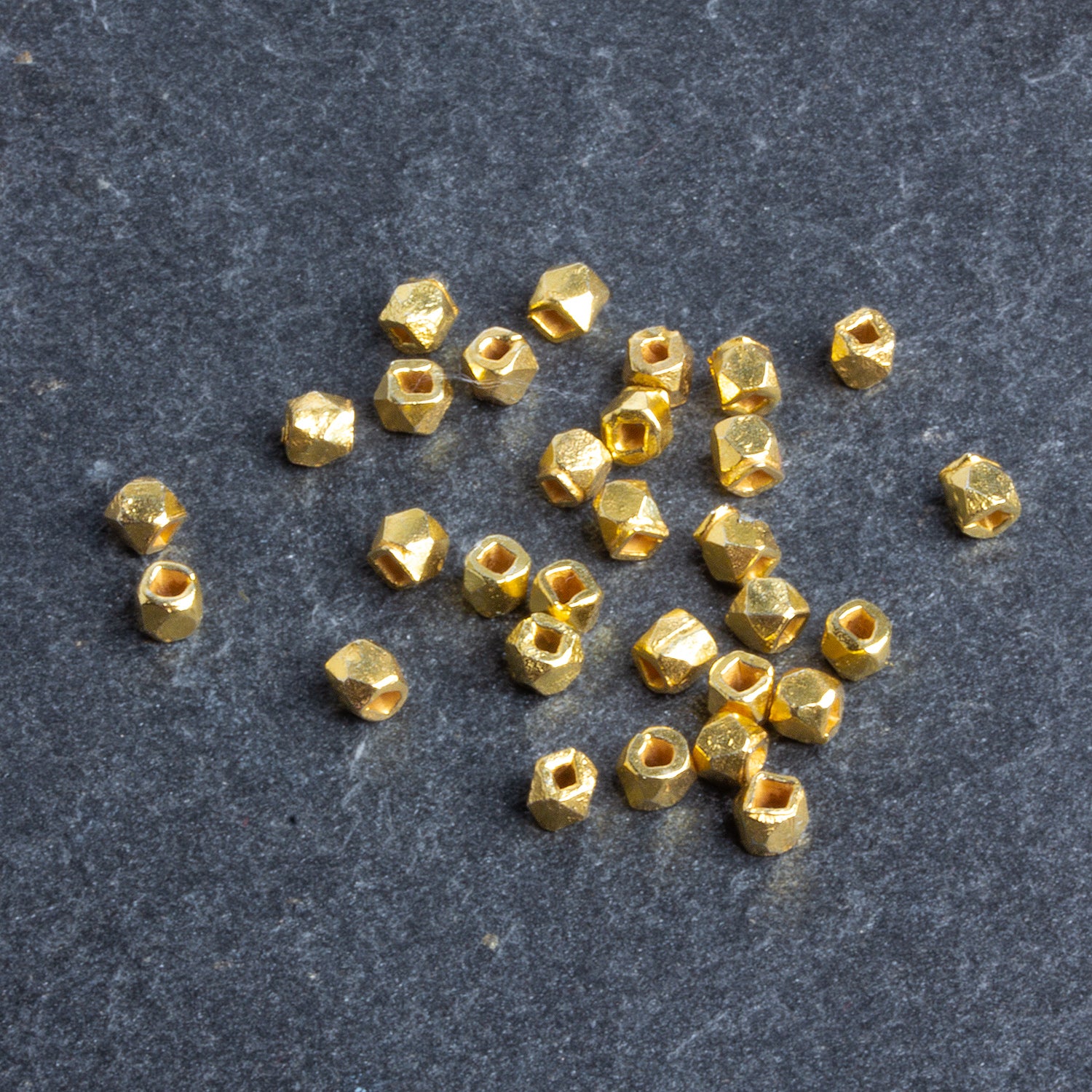 3mm Vermeil Faceted Nugget Beads - 4 Inch Strand (Approx. 34 pcs) - AtlantaFindingsCompany