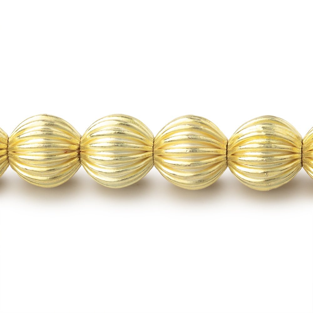 Shiny Plated Corrugated Round Beads - 9mm - AtlantaFindingsCompany