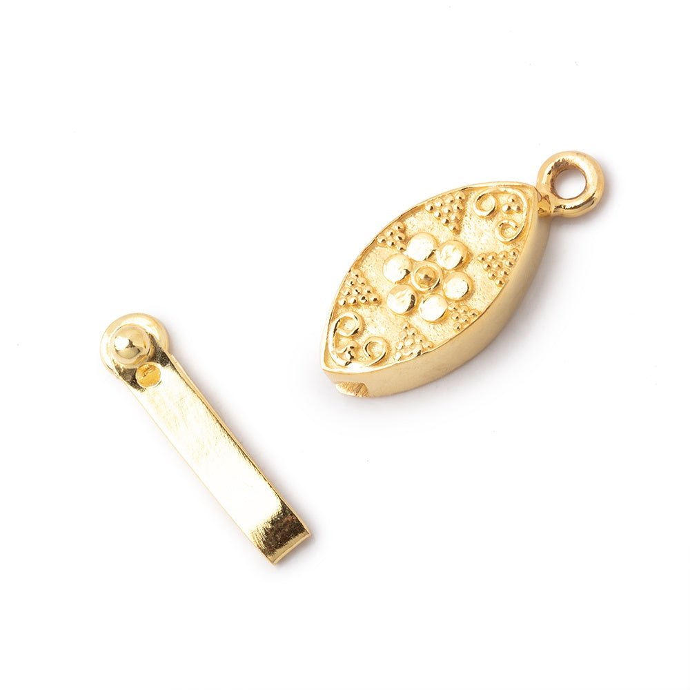 17.5x9mm Vermeil Floral Marquise Box Clasp - 1 Piece - AtlantaFindingsCompany