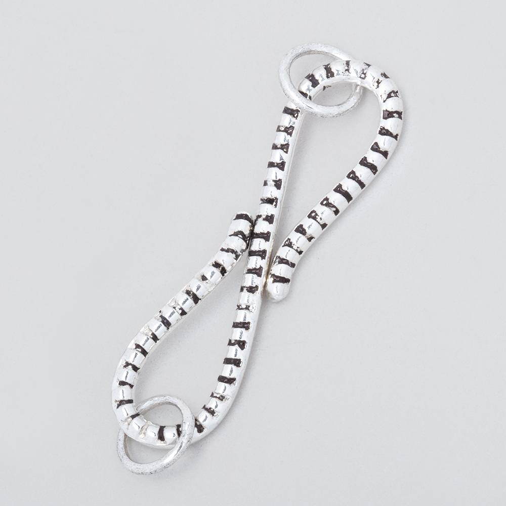 Antiqued Sterling Silver S Hook Clasp - 36x11mm with Dotted Design - AtlantaFindingsCompany