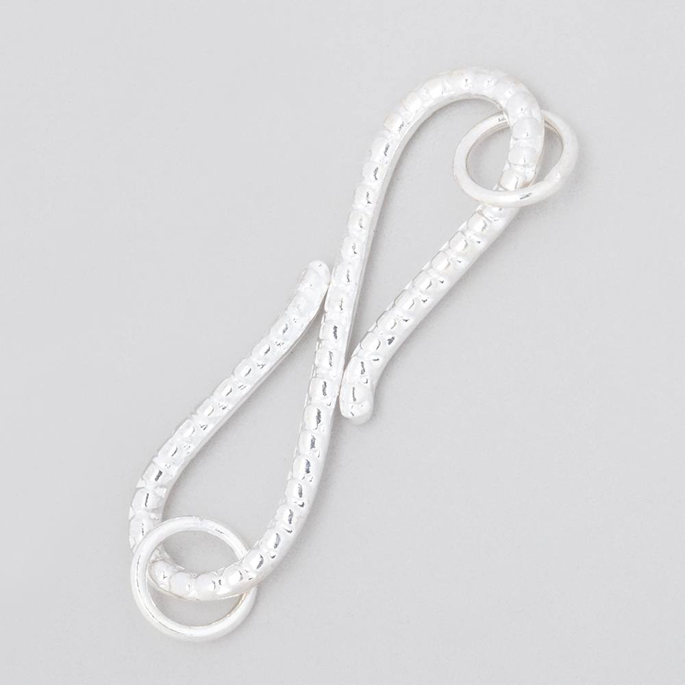 36x10mm Sterling Silver Dotted S - Hook Clasp - AtlantaFindingsCompany