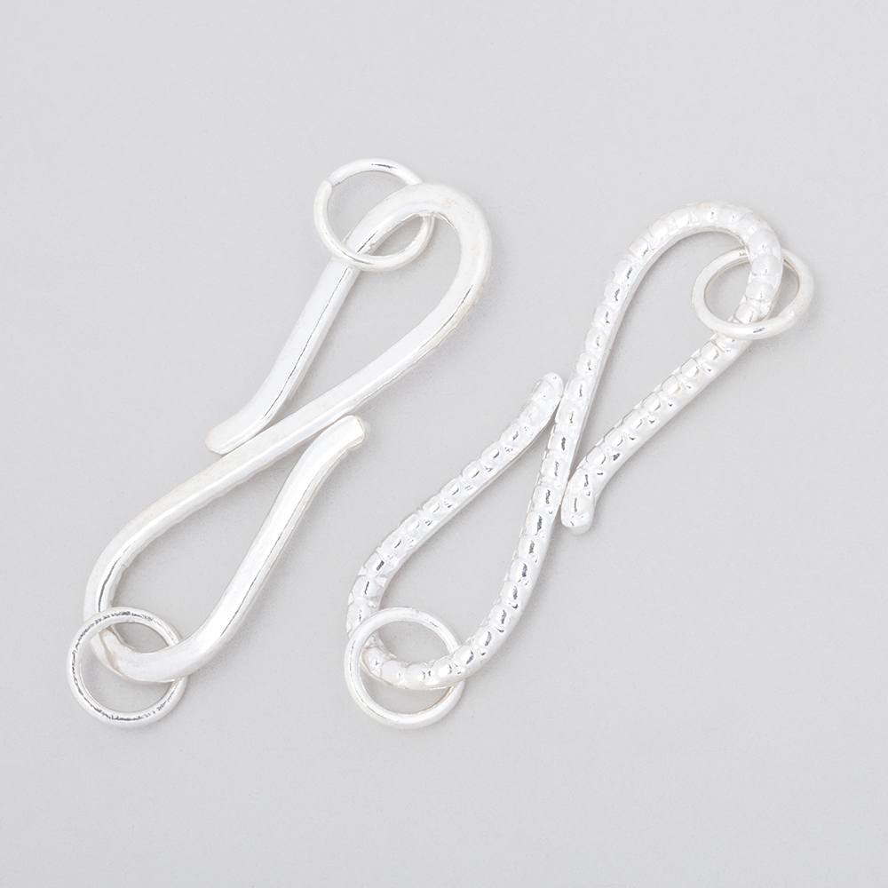 36x10mm Sterling Silver Dotted S - Hook Clasp - AtlantaFindingsCompany