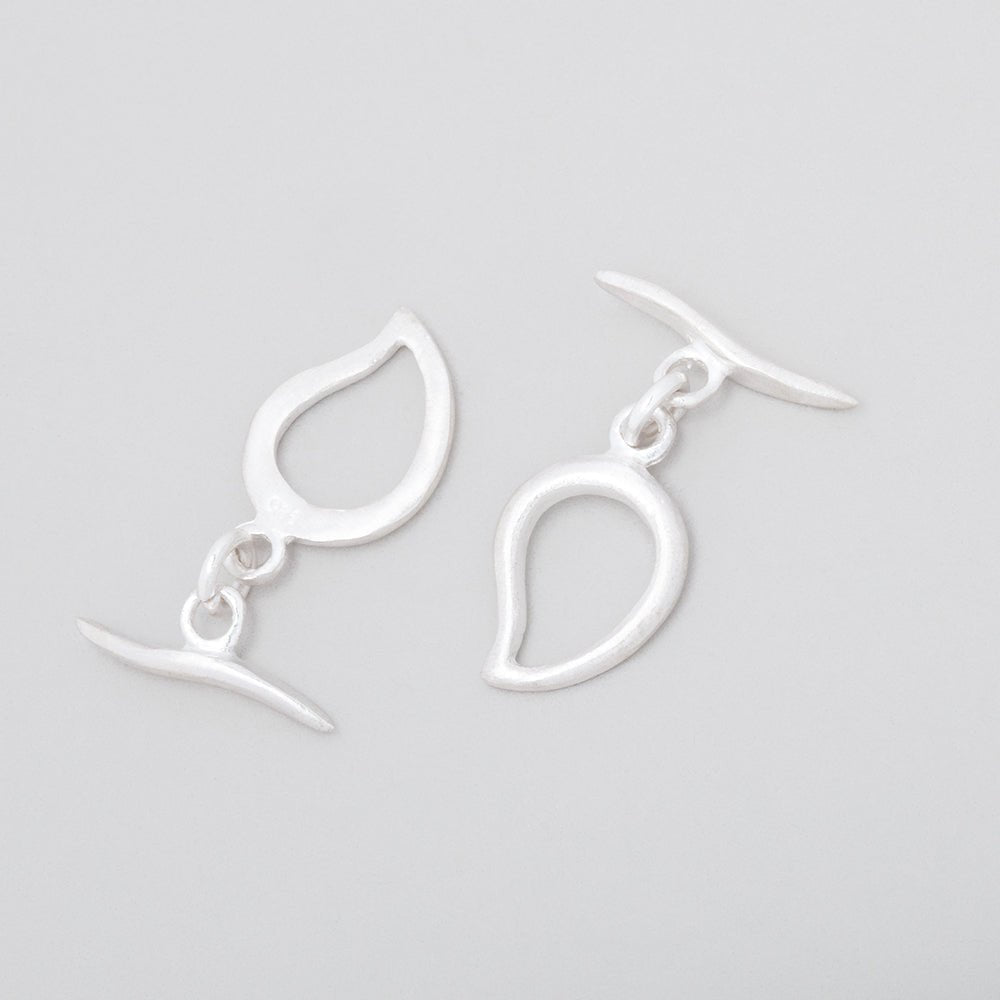 Sterling Silver Paisley Toggle Clasp - 15x11mm Satin Finish - AtlantaFindingsCompany