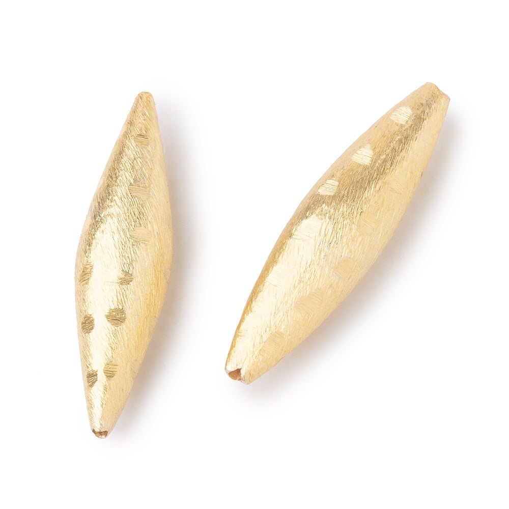 35x9mm 22kt Plated Copper Brushed Marquise Beads Set of 2 - Atlanta Findings