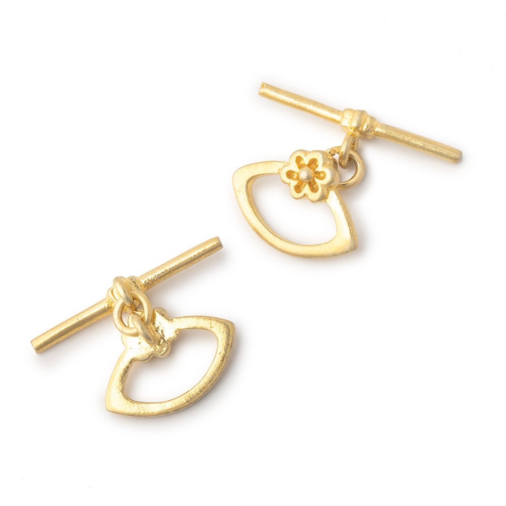 12x15mm Vermeil Toggle with Marquise Flower Design 1 Piece - Atlanta Findings Company