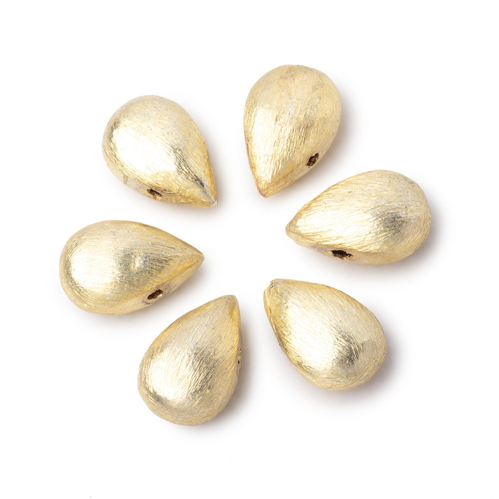 12x8mm Brushed Puffy Pear Set of 6 Beads - AtlantaFindingsCompany.com