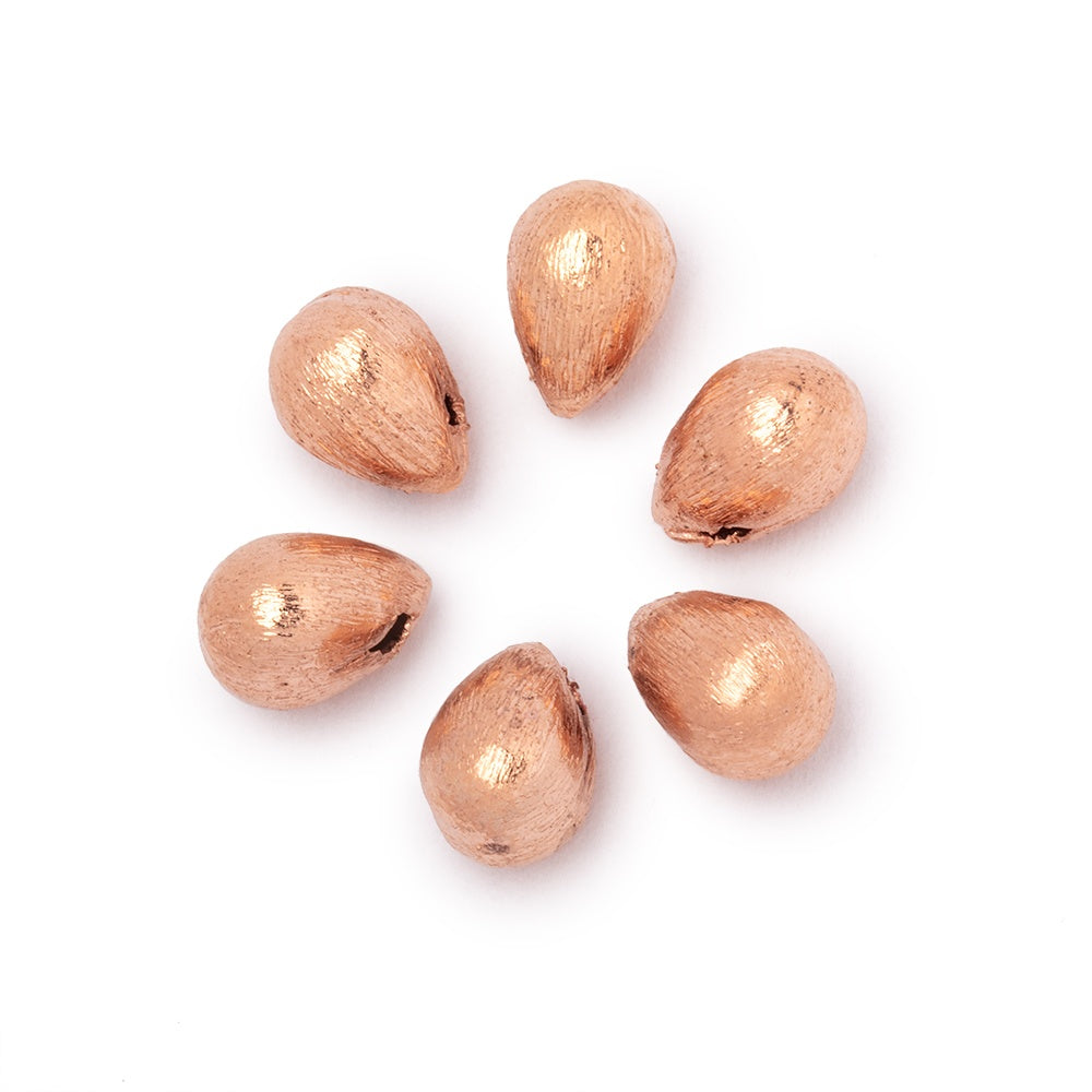 9x6mm Brushed Tear Drop Set of 6 Beads - AtlantaFindingsCompany.com