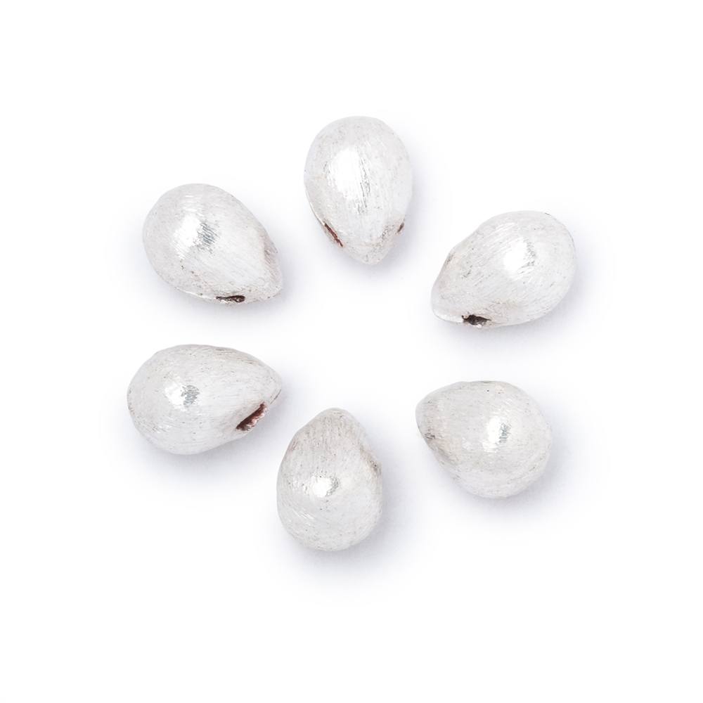 9x6mm Brushed Tear Drop Set of 6 Beads - AtlantaFindingsCompany.com