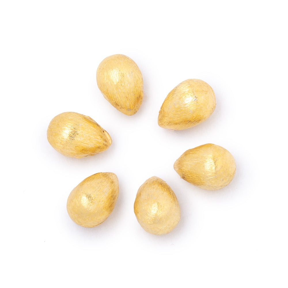 9x6mm Brushed Tear Drop Set of 6 Beads - AtlantaFindingsCompany.com