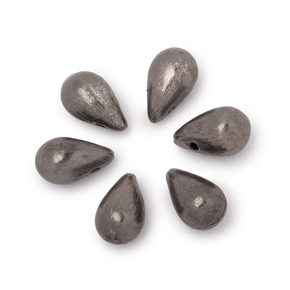 12x7mm Brushed Tear Drop Set of 6 Beads - Atlanta Findings