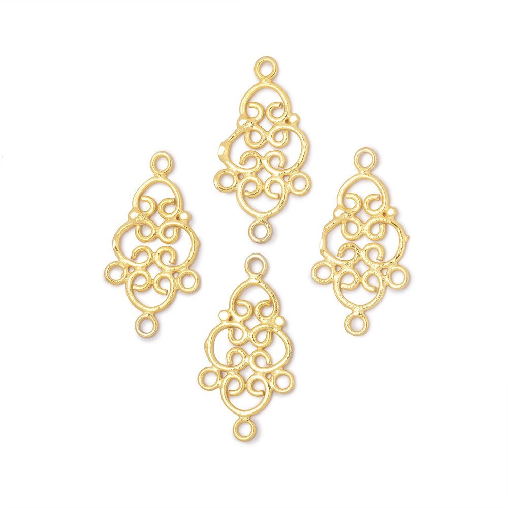19x13mm Filigree 3 Ring Charm Set of 4 pieces - AtlantaFindingsCompany