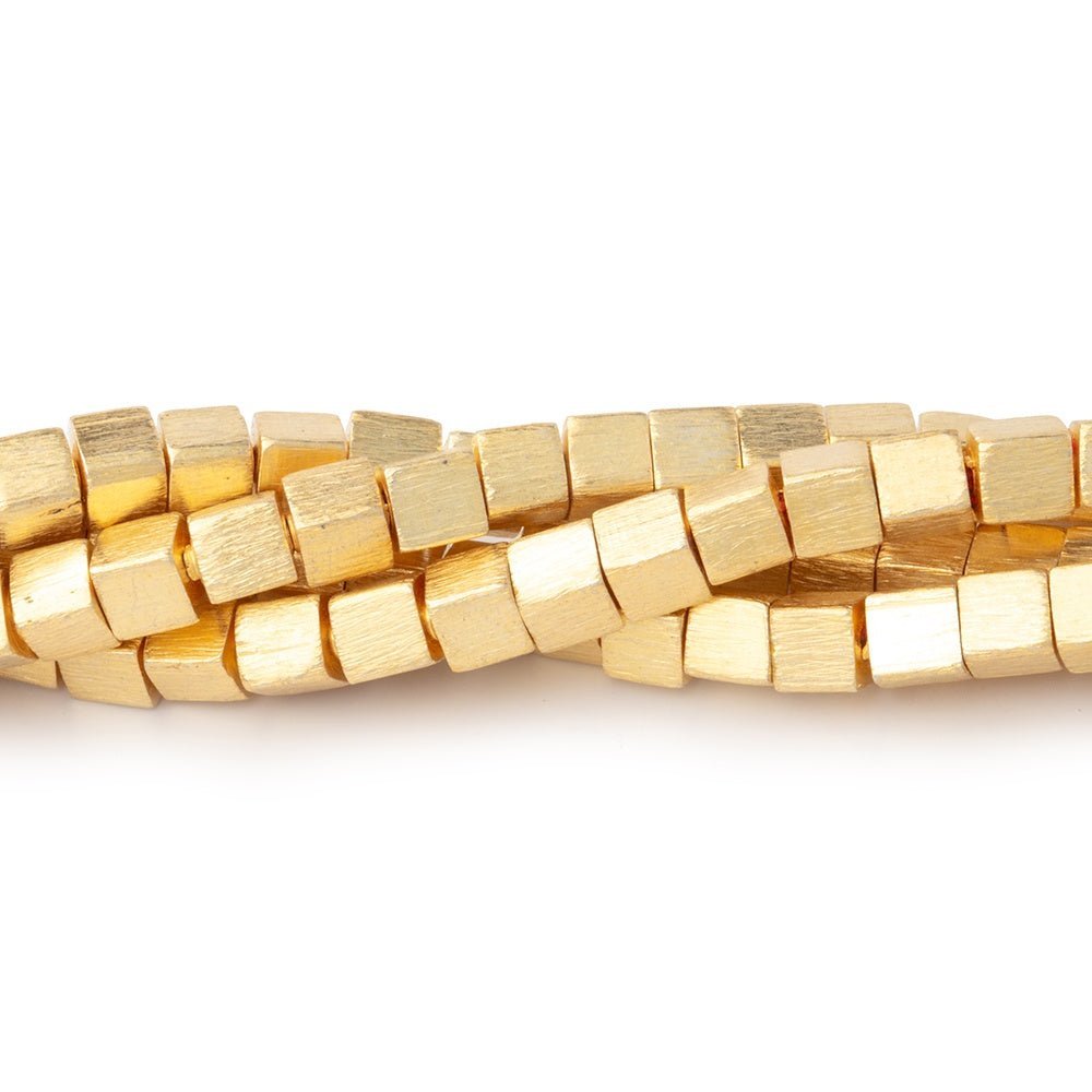4mm Brushed Cube Beads - Precision Plated Copper Strands - AtlantaFindingsCompany