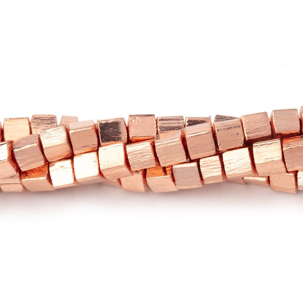 4mm Brushed Cube Beads - Precision Plated Copper Strands - AtlantaFindingsCompany