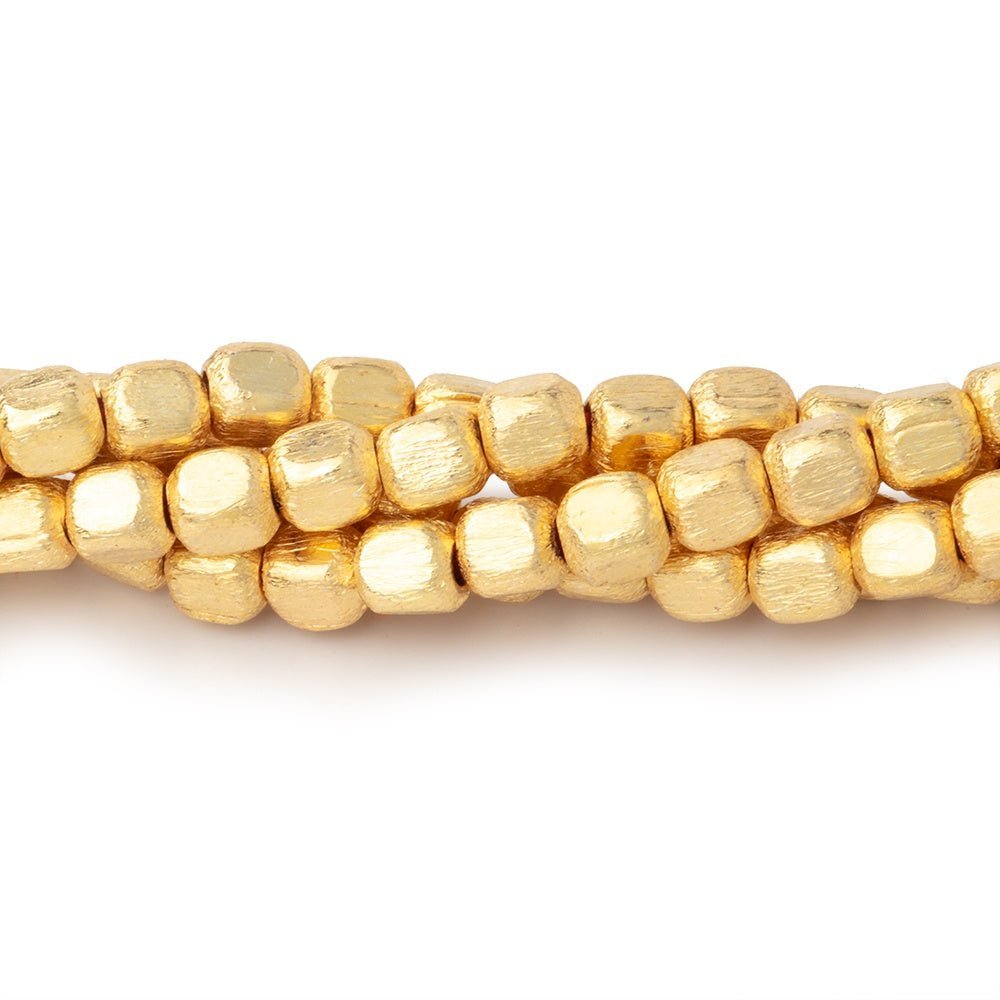 4mm Brushed Rounded Corner Cube Beads - Plated Copper - AtlantaFindingsCompany