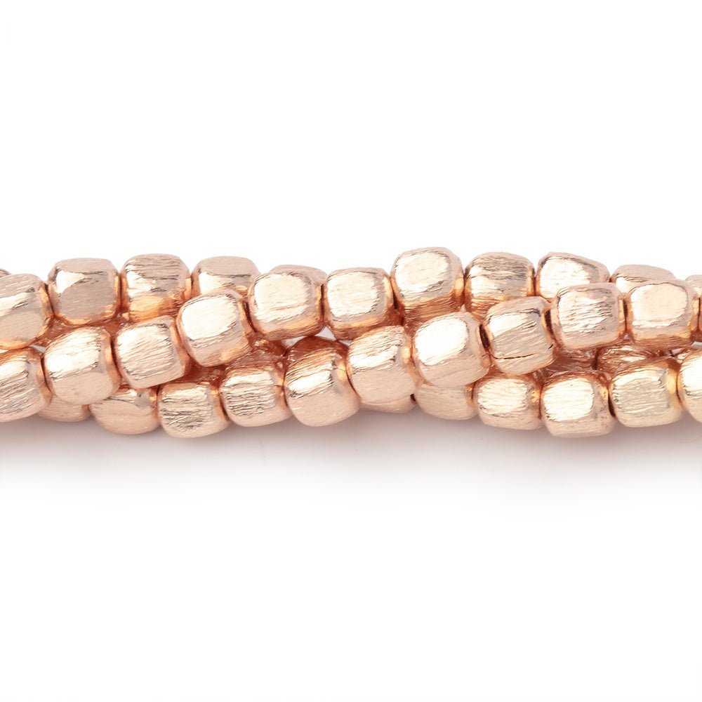 4mm Brushed Rounded Corner Cube Beads - Plated Copper - AtlantaFindingsCompany