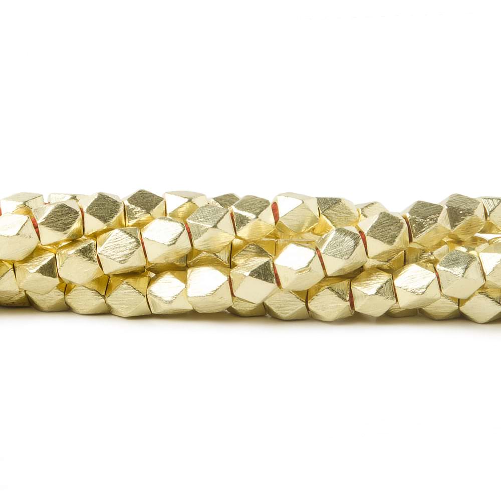 4mm Brushed Faceted Nugget Beads Strand - 8 Inch, Approx. 45 Pieces - AtlantaFindingsCompany