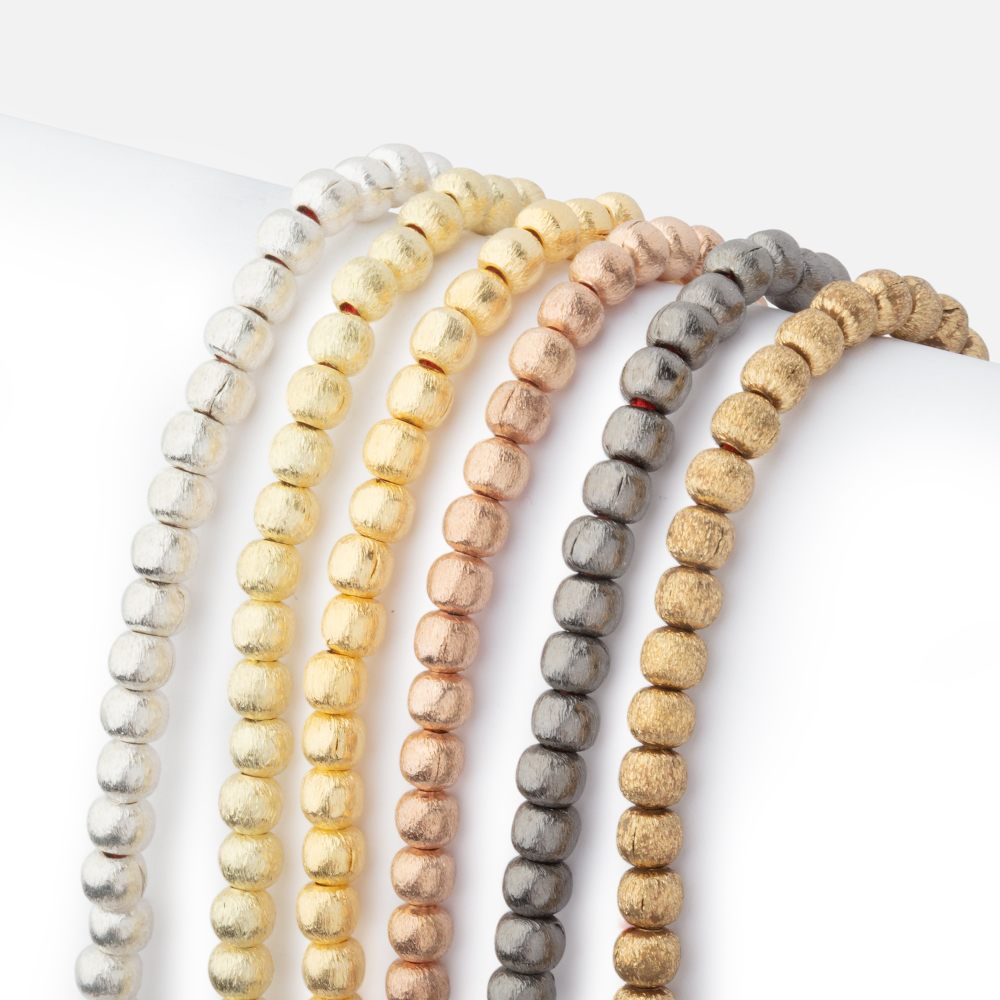 4mm Brushed Round Beads - Elegant Plated Copper Strands - AtlantaFindingsCompany