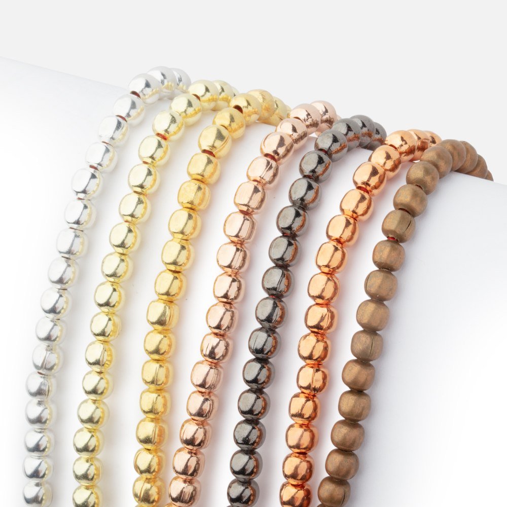4mm Polished Round Beads - High Quality Plated Copper Strands - AtlantaFindingsCompany