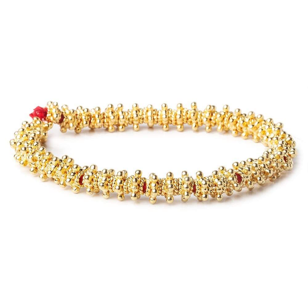 4x7mm 22kt Gold Plated Copper Star Spacer Beads with Twisted Rope Rings - 8 inch Strand, 51 pcs - AtlantaFindingsCompany