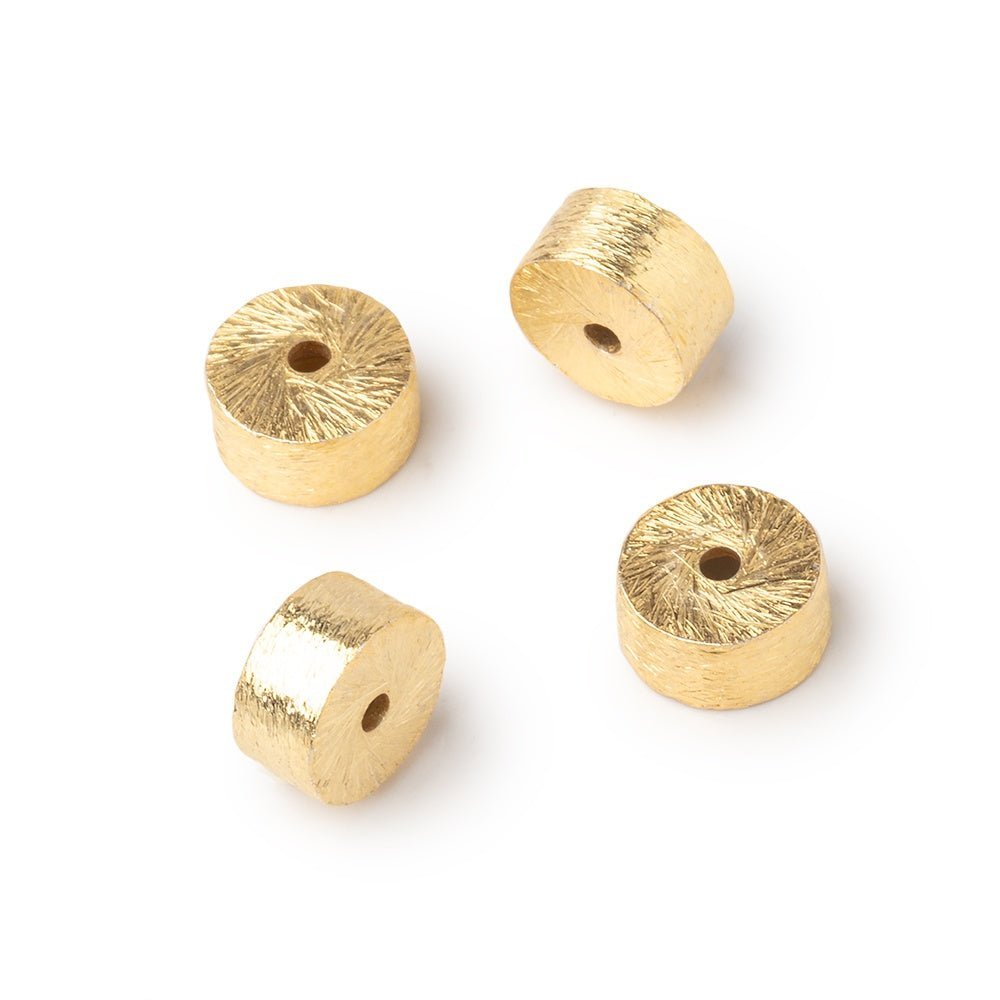 Set of 4: 4x8mm 22kt Gold Plated Copper Brushed Tube Beads - AtlantaFindingsCompany
